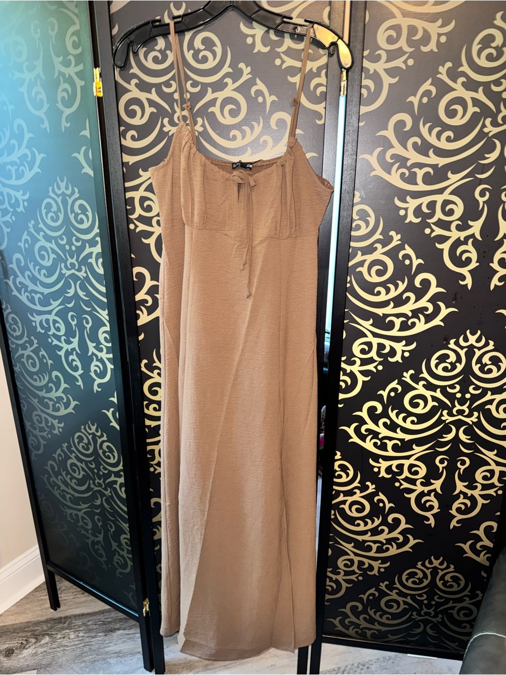 Fashion Nova Taupe Spaghetti Strap Maxi Dress